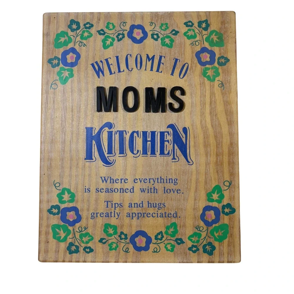Welcome to Moms Kitchen Wood Sign Wall Decor Rustic Quote Cottagecore